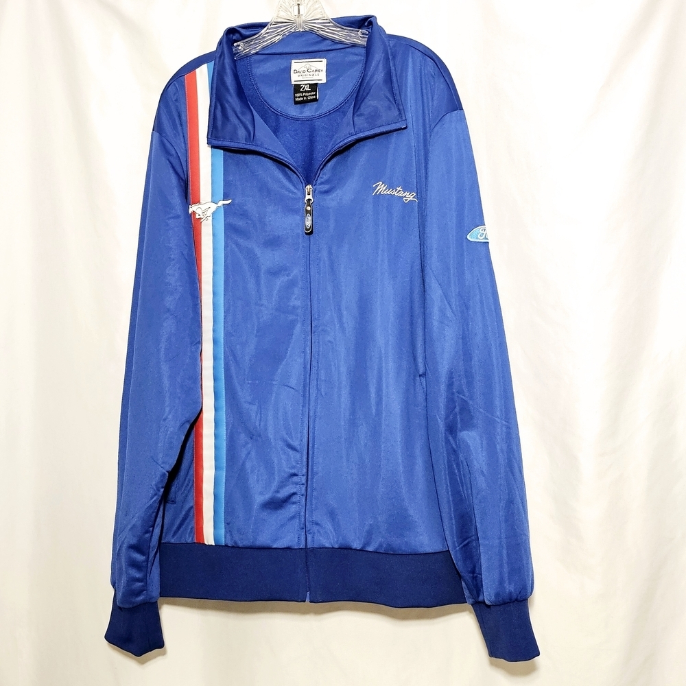 David Carey Originals Ford Mustang Car Club Show Blue Zip-up Jacket Size 2XL